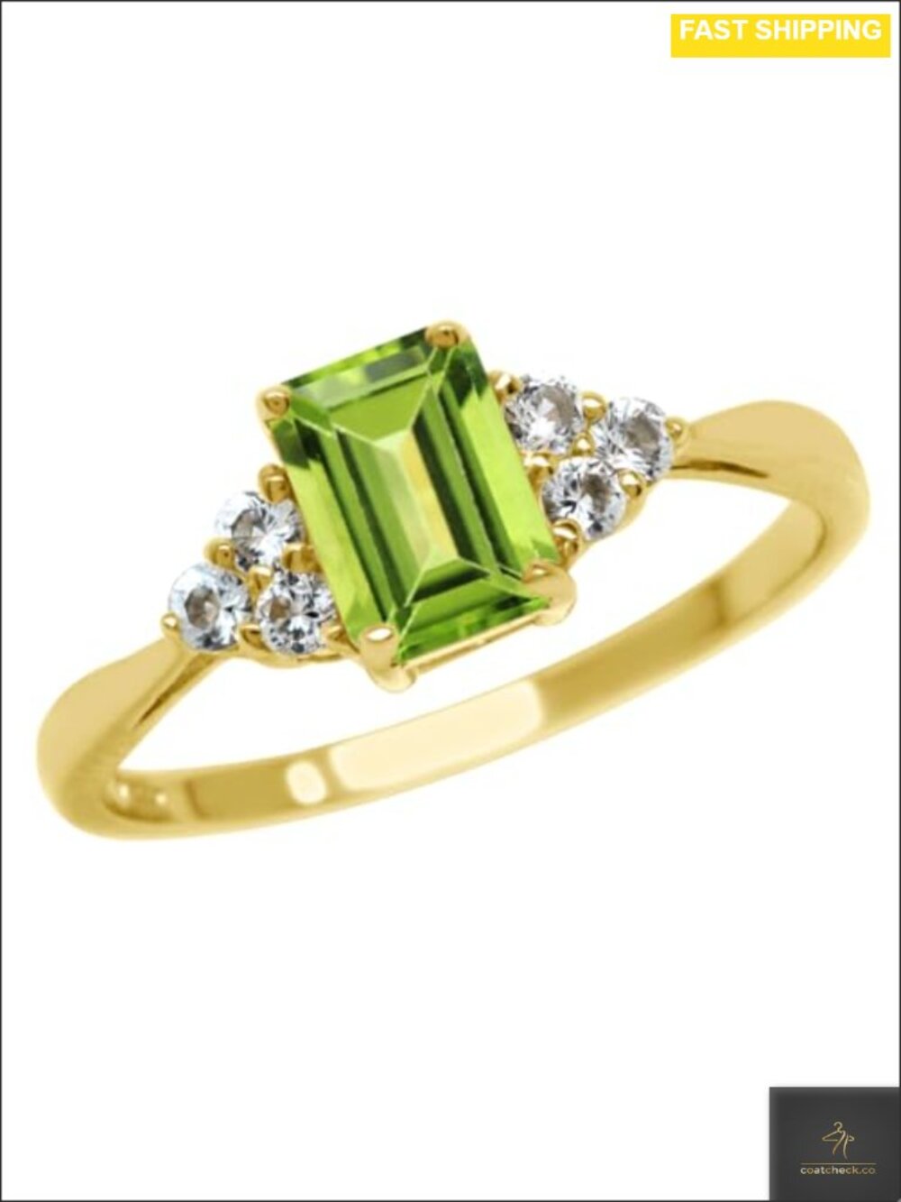 Silvershake Octagon Peridot White Topaz 18K Gold Plated 925 Sterling Silver